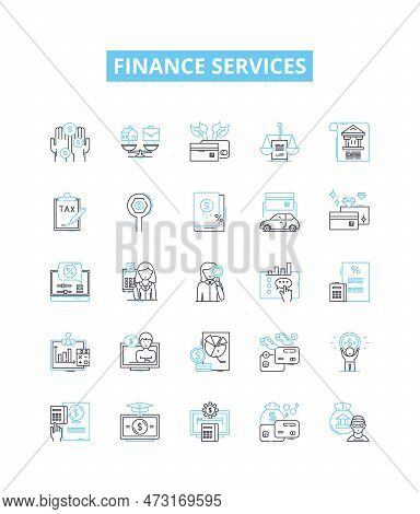 Finance Services Vector Line Icons Set. Finance, Services, Investment, Banking, Credit, Loans, Insur
