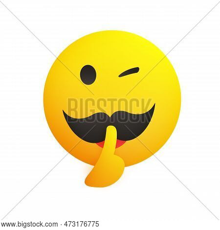 Winking, Shushing Face Showing Make Silence Sign - Cheeky Emoji Face Gestures, Showing Warning, Stay