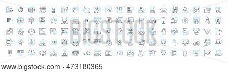 Analytics Vector Line Icons Set. Analytics, Measurement, Reporting, Statistics, Tracking, Evaluation