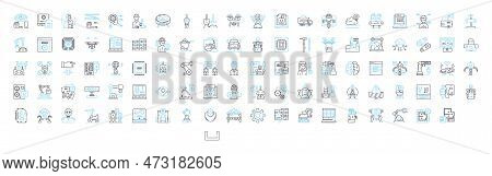 Robotic Engineering Vector Line Icons Set. Robotics, Engineering, Automation, Machines, Programming,