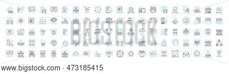 Global Economics Vector Line Icons Set. Globalisation, Economics, International, Trade, Finance, Mar
