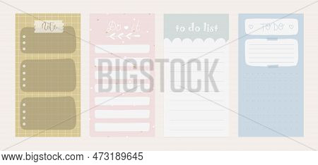 Collection Of Various Paper Notes. Blank Paper Notes For To-do List, Planner, Memories, Recipes And 