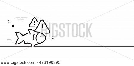 Fish Line Icon. Fishing Catch Sign. Aquarium Attention Symbol. Minimal Line Illustration Background.