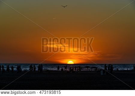 Beautiful Sunset On The Beach Of Conil De La Frontera, Cádiz