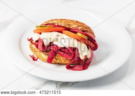 Traditional Delicious Turkish Foods Izmir Cesme Kumru Sandwich. High Quality Photo