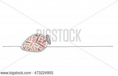 Kvevri Vector Line Vector Illustration. Traditional Georgian Big Clay Vessel Qvevri For Wine Making.