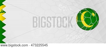 Banner Design Of A Football Ball With Flag Of Cocos Islands In Football Net, The Goal By National So