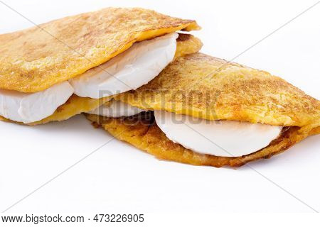Traditional Venezuelan Beef Cachapa Isolated On White Background