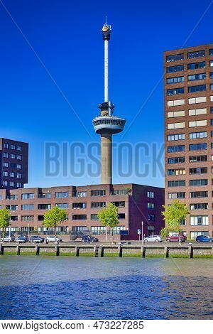 Europe Travelling Concepts. The World Famous Euromast Tower In Rotterdam, The Netherlands.