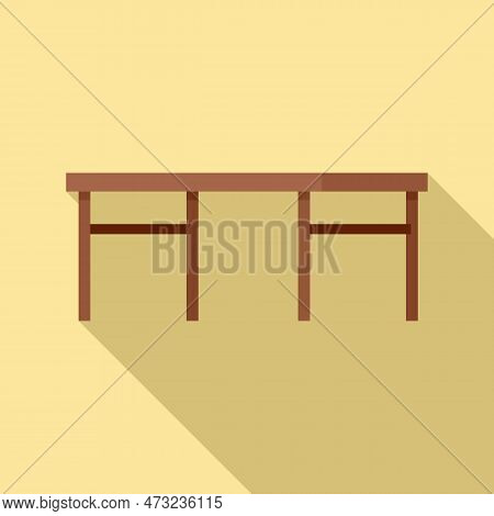 Folding Wood Table Icon. Flat Illustration Of Folding Wood Table Icon For Web Design