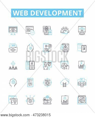 Web Development Vector Line Icons Set. Web, Development, Html, Css, Javascript, Ajax, Php Illustrati