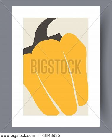 Still Life Pepper Bulgarian Vegetable Wall Art Print. Printable Minimal Abstract Pepper Poster. Cont