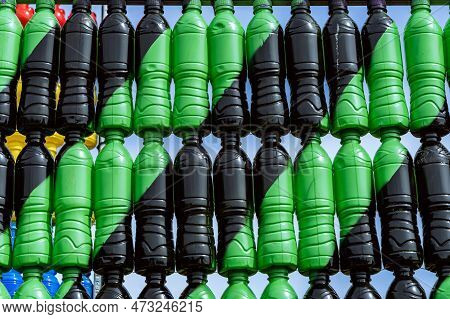 Beautiful Wall Made Of Multi Colored Recycled Plastic Bottles.
Bottle Recycling Of Plastic Bottles W