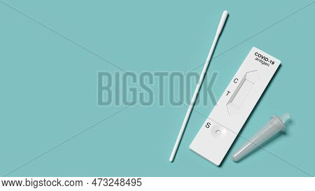 Covid Rapid Antigen Nasal Test. Self Test At Home Or At Corona Test Station. 3d Illustration