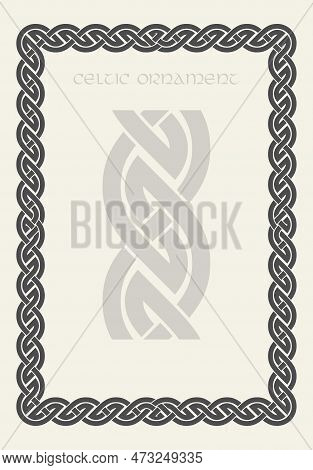 Celtic Knot Braided Frame Border Ornament. Rectange Size.