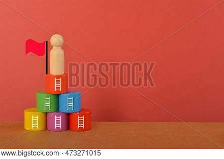 The Ambitious Businessman Climbed The Stairs Of Success, Step By Step, With Unwavering Determination