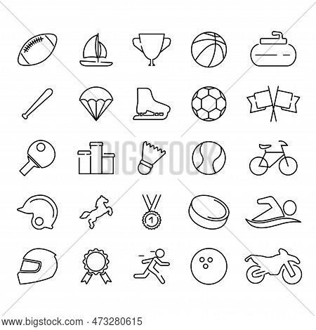 Sports Symbols. Set Of Simple Icons In Silhouette. Vector Illustration. Eps 10