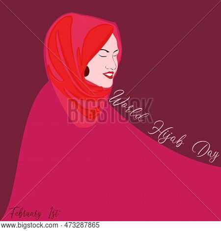 World Hijab Day On February 1 International Day Celebration And Greeting Design. Hijab Muslim Women 