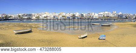 View On Charco De San Gines Arrecife Beach And Bay In Lanzarote, Canary Islands, Spain