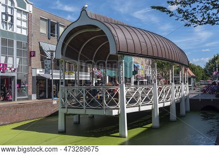 Zaandam, Netherlands - August 07, 2022: Pavilion In The Pedestrian Zone Gedempte Gracht In The Cente