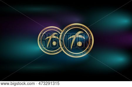 Fusion-fsn Virtual Currency Images. 3d Illustrations. Coin Logo.