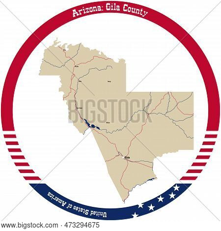 Map Of Gila County In Arizona, Usa Arranged In A Circle.