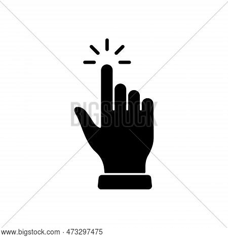 Press Gesture, Hand Cursor For Computer Mouse Black Silhouette Icon. Click Double Tap Touch Swipe Po