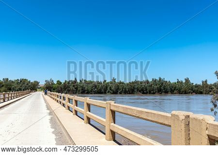 The Road Bridge Over A Flooded Orange River At Grootdrink In The Northern Cape Province