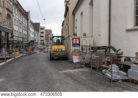 Bregenz; Austria - March 19, 2023: Repair Of Underground Utilities On The Streets Of Bregenz
