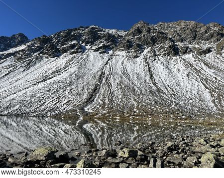 High Alpine Lake Lai Da La Scotta (schottensee Or Schotten Lake) On The Swiss Mountain Road Pass Flu