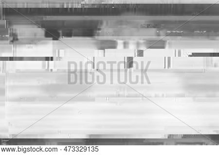 Horizontal Distortion Of Broken Video Image On Black Background, Vhs Effect, Glitch Digital Color Pi