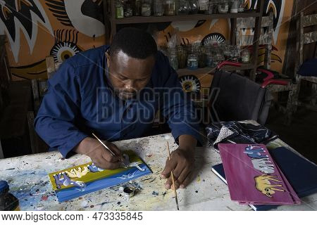 Arusha, Tanzania - October 17th, 2022: A Participant In The Shanga Project For Disabled People, Crea