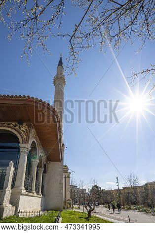 Tirana, Albania. March 2023.  Exterior View Of The Et'hem Bej Mosque In Skenderbej Square In The Cit