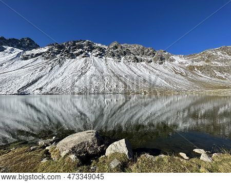 High Alpine Lake Lai Da La Scotta (schottensee Or Schotten Lake) On The Swiss Mountain Road Pass Flu
