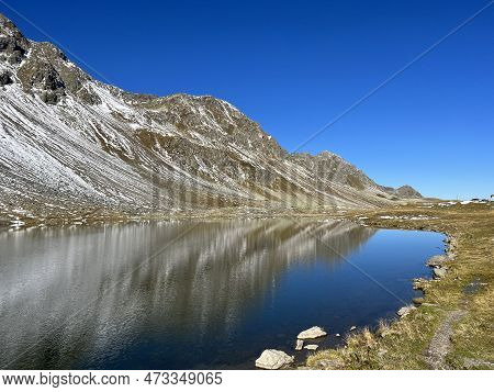 High Alpine Lake Lai Da La Scotta (schottensee Or Schotten Lake) On The Swiss Mountain Road Pass Flu