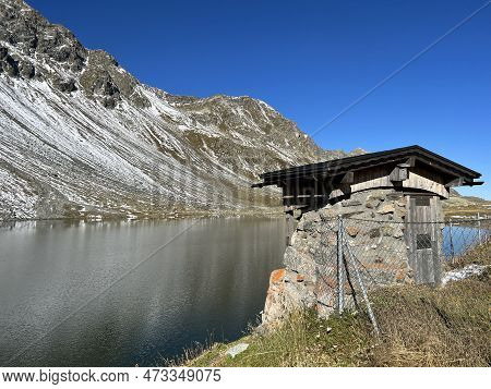 High Alpine Lake Lai Da La Scotta (schottensee Or Schotten Lake) On The Swiss Mountain Road Pass Flu