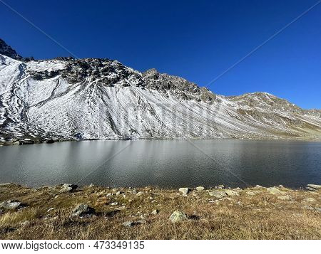 High Alpine Lake Lai Da La Scotta (schottensee Or Schotten Lake) On The Swiss Mountain Road Pass Flu