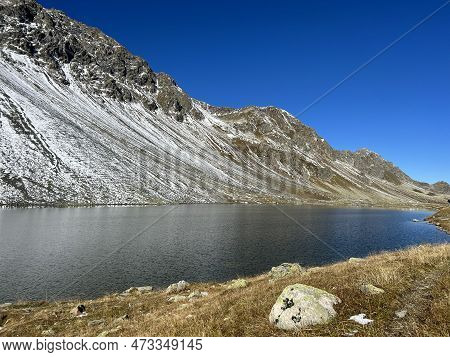 High Alpine Lake Lai Da La Scotta (schottensee Or Schotten Lake) On The Swiss Mountain Road Pass Flu