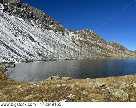 High Alpine Lake Lai Da La Scotta (schottensee Or Schotten Lake) On The Swiss Mountain Road Pass Flu