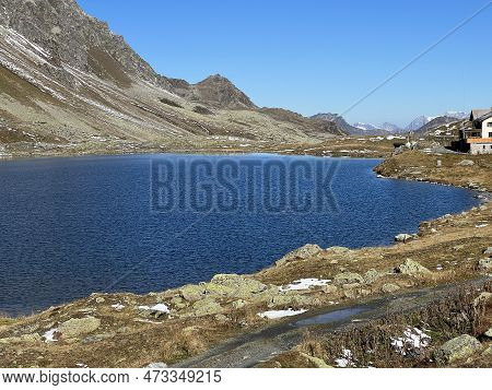 High Alpine Lake Lai Da La Scotta (schottensee Or Schotten Lake) On The Swiss Mountain Road Pass Flu
