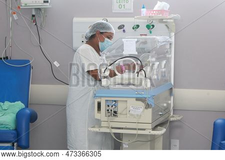 Ilheus, Bahia, Brazil - October 21, 2022: View Of Hospital Materno Infantil Dr. Joaquim Sampaio, In 