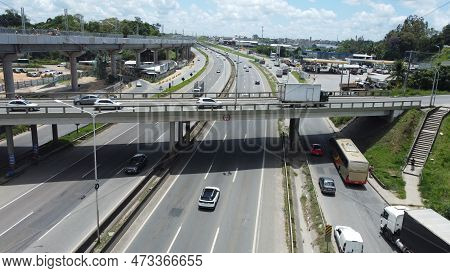 Salvador, Bahia, Brazl - September 30, 2022: Aerial View Of The Federal Highway Br 234 In The City O