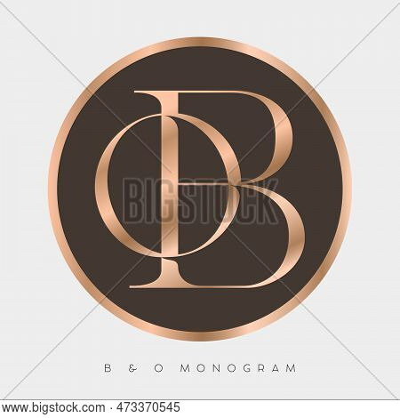 Letter B And Letter O. Intertwined Letters Into Circle Frame. Beauty Emblem.
