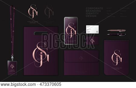 G, S And J Monogram. Gold And Silver Jewelry. Identity: Lanyard, Badge, Paper Bag, Screen, Envelope,