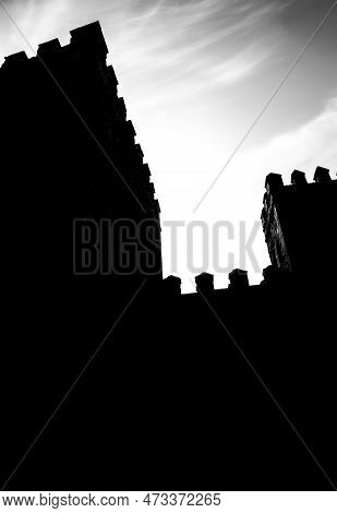 Silhouette Of The Puerta De Bisagra Of The Old City Of Toledo In Spain