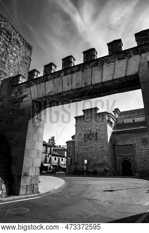 The Puerta De Bisagra Of The Old City Of Toledo In Spain