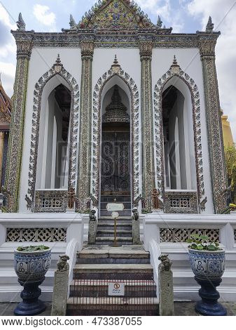 Bangkok, Thailand- 13 Feb, 2023: Phra Viharn Yod Temple At Grand Palace Complex In Bangkok. The Buil