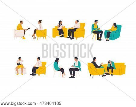 People Discussing Expression Vector Art Set Of People