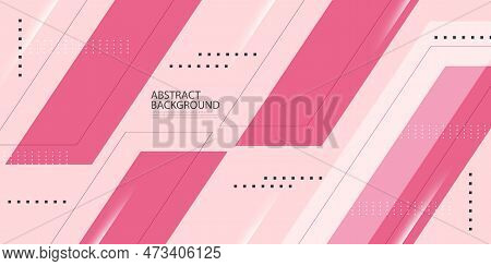 Feminime Geometric Abstract Background With Bright Pink Color On White Background. Shadow Combinatio