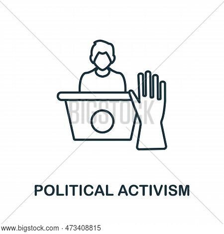 Political Activism Line Icon. Simple Element From Social Activity Collection. Creative Political Act